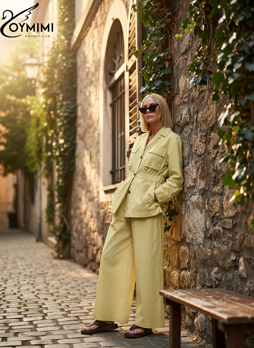 Jess | Oymimi Casual Geel Katoen Tweedelig Set