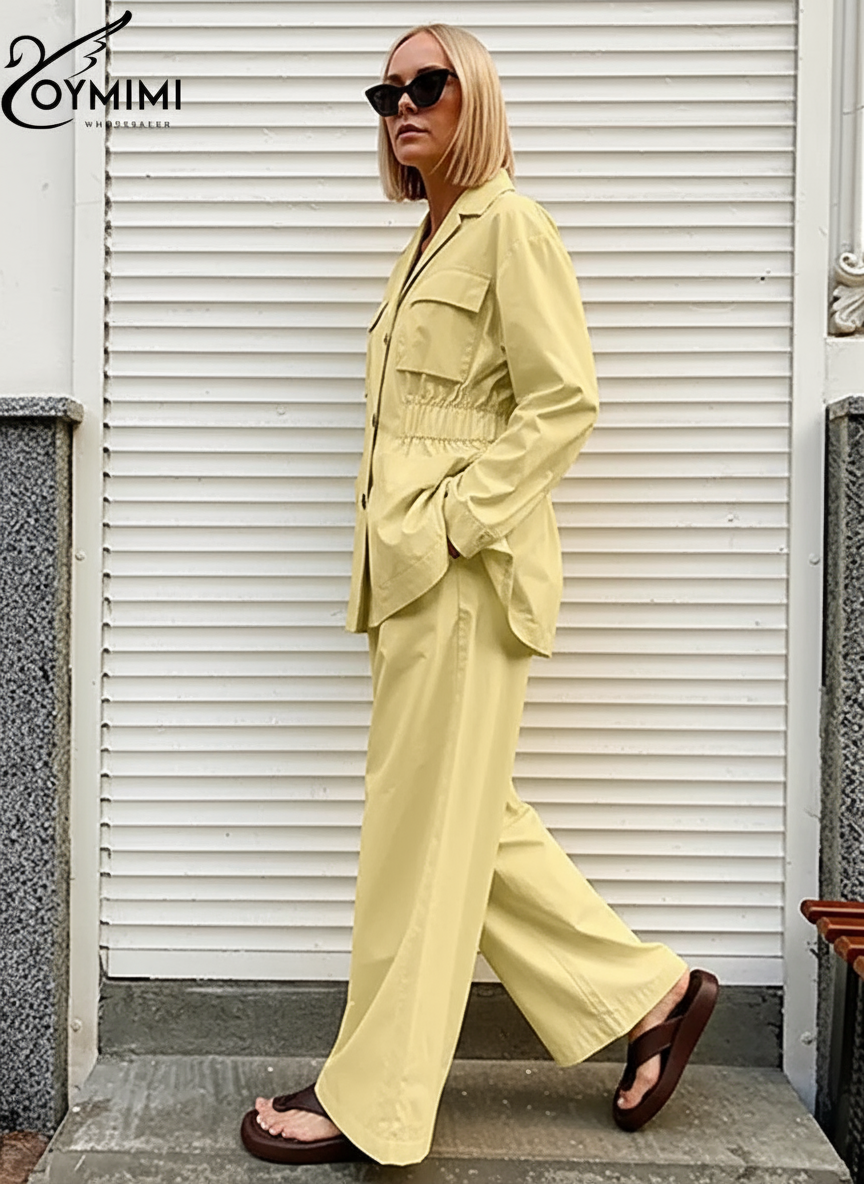 Jess | Oymimi Casual Geel Katoen Tweedelig Set