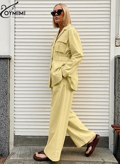 Jess | Oymimi Casual Geel Katoen Tweedelig Set