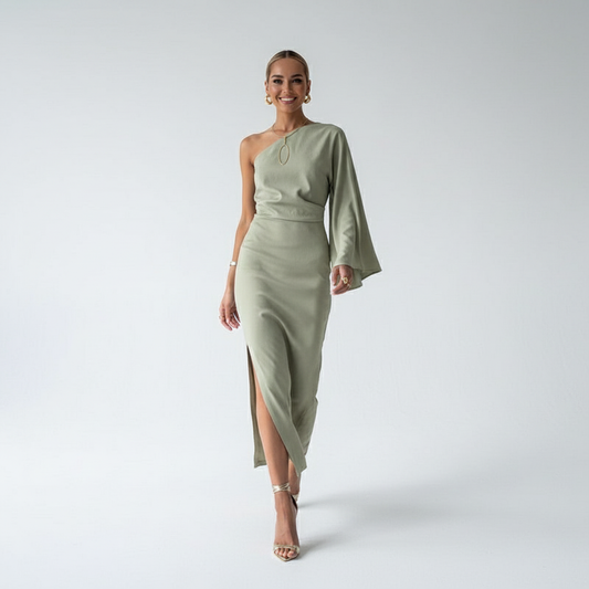 Celeste | Chic Asymmetrisch Linnen Jurk voor Dames