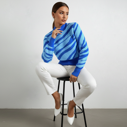 Maud | Gebreide Trui met Zebraprint – Zacht Breiwerk