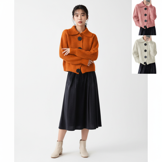 Amelia | Gebreide Cardigan met Statement Knopen