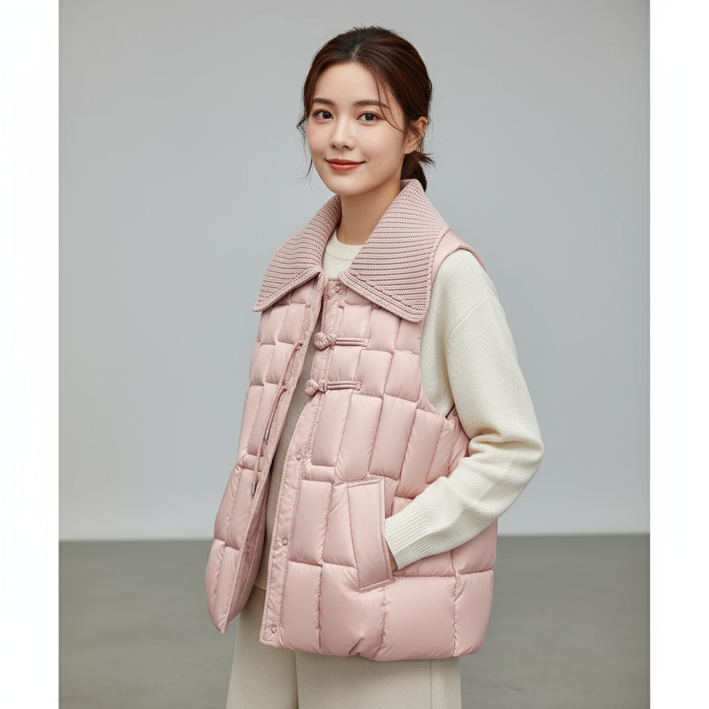 Sylke | Gevoerde Dames Bodywarmer met Gebreide Kraag