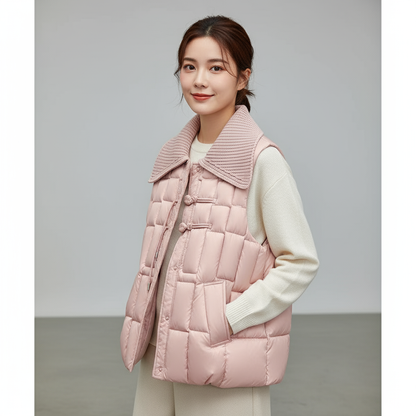 Sylke | Gevoerde Dames Bodywarmer met Gebreide Kraag