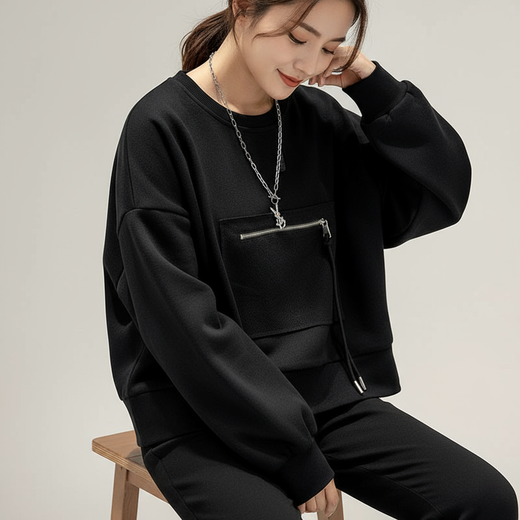 Senna | Cozy Chic | Ritszak Detail Katoenmix Sweater Dames Herfst Casual