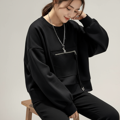 Senna | Cozy Chic | Ritszak Detail Katoenmix Sweater Dames Herfst Casual