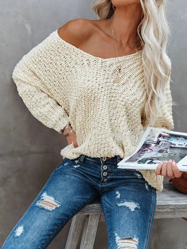 Cindy | Dames Trui – Relaxte Pasvorm – Textuur Gebreid – V-Hals