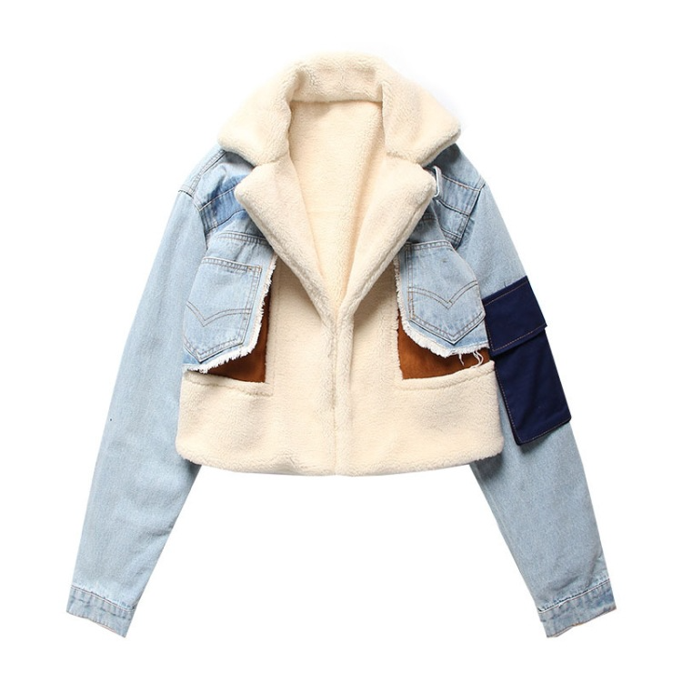 Blyth | Pluche Jasje met Denimnaden