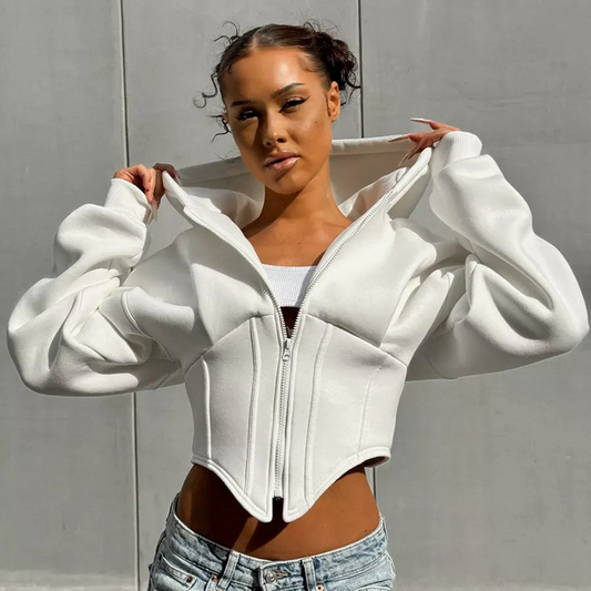Anna-Maria | Trendy Cropped Hoodie met Corsetdetails