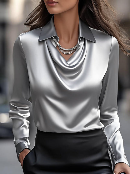 COOSJE | Damesblouse met drapering en lange mouwen
