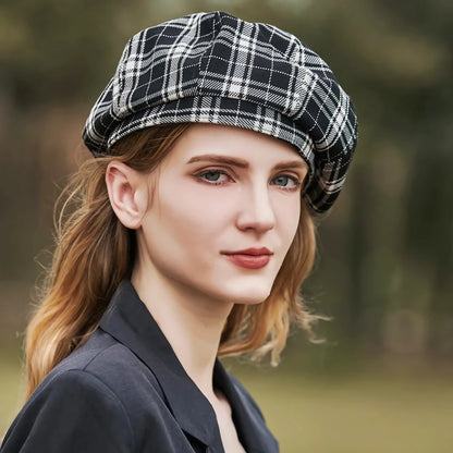 Tessa | Chic Geruite Baret van Acryl voor Dames
