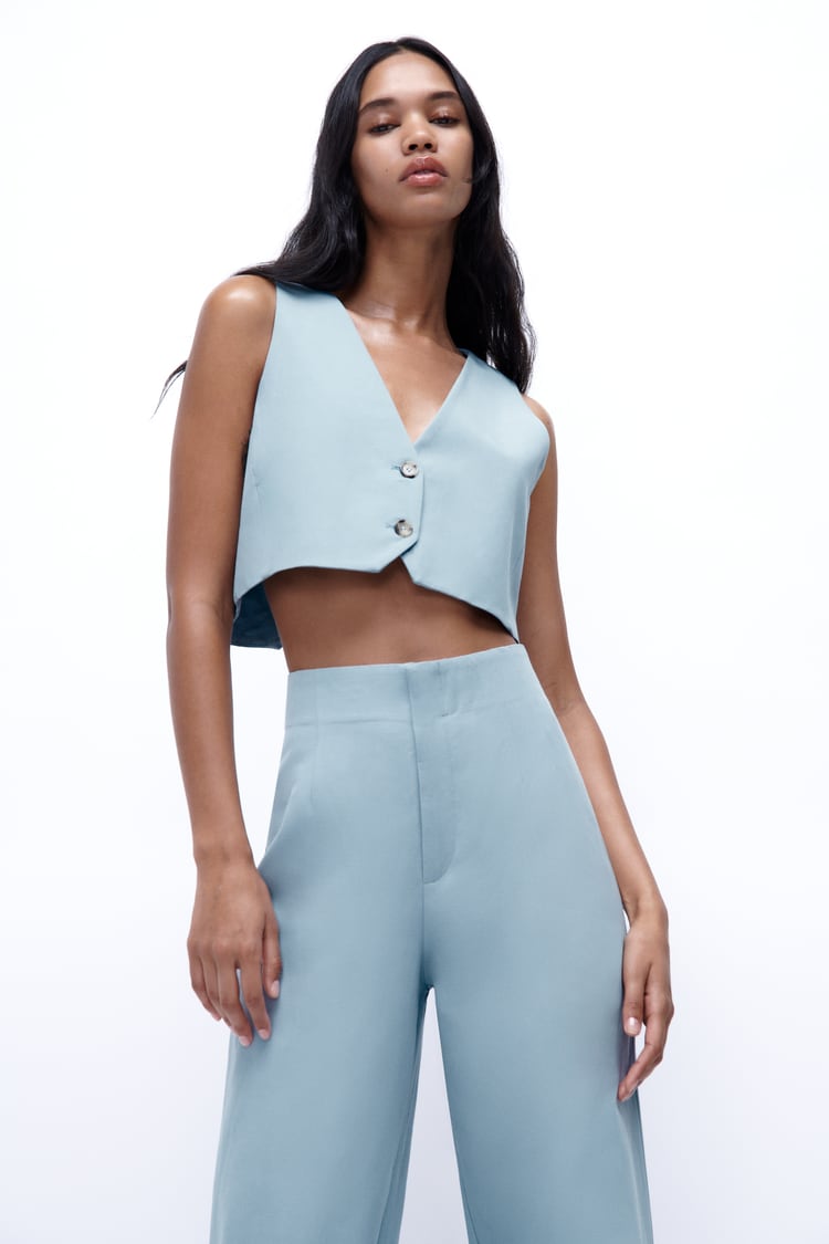 Cadee | Cropped Vest van Linnenmix met Broek