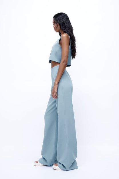 Cadee | Cropped Vest van Linnenmix met Broek