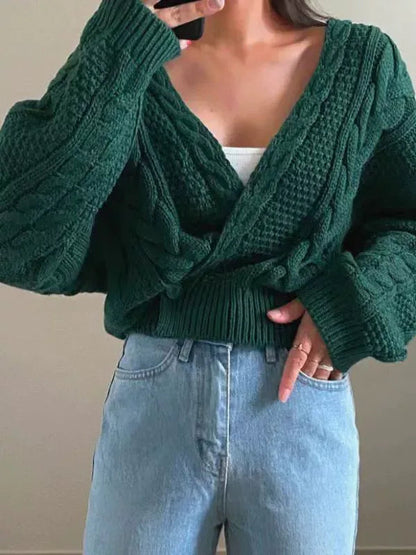 Sita | Dames Trui – Wolbreiwerk – Oversized Pasvorm – Asymmetrische V-Hals