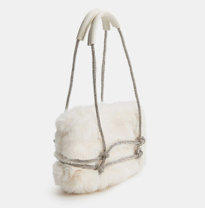 Fonne | Luxe Faux Fur Handtas met Strass Accenten
