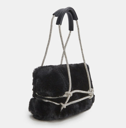 Fonne | Luxe Faux Fur Handtas met Strass Accenten
