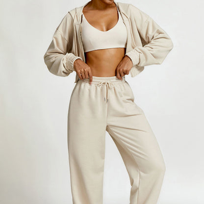 Vesper | Gezipte Cropped Hoodie & Joggingbroek Set