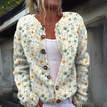 Zoey | Warme Gebreid Dames Vest Met Bloemenprint