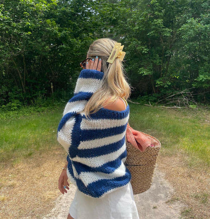 Xophia | Oversized Gebreide Trui met Strepen - Mohair Blend