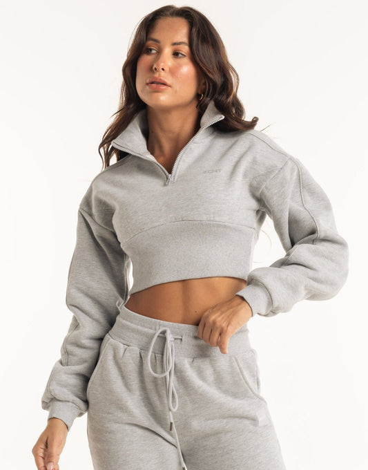 Valentina | Revere 1/4 Zip Sweater Katoenmix - Heather Grey