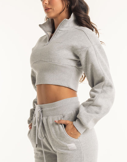Valentina | Revere 1/4 Zip Sweater Katoenmix - Heather Grey