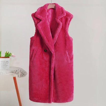 Nova | Luxe Teddy Fleece Gilet – Mid-Length – Oversized Pasvorm