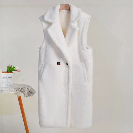 Nova | Luxe Teddy Fleece Gilet – Mid-Length – Oversized Pasvorm