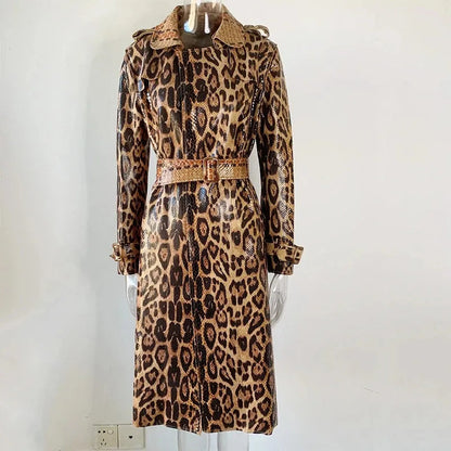 Ursula | Luxe Luipaardprint Trenchcoat Veganistisch Leer