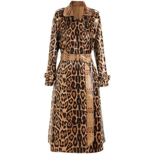 Ursula | Luxe Luipaardprint Trenchcoat Veganistisch Leer