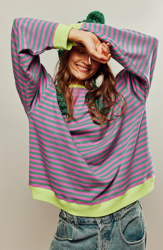 Kaia - Vrolijke Comfortabele Gestreepte Oversized Trui