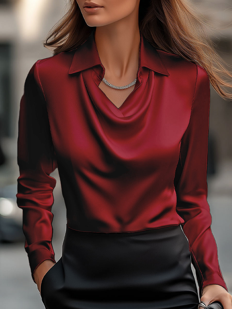 COOSJE | Damesblouse met drapering en lange mouwen