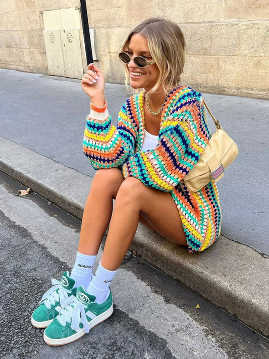 Venne | Multicolor Gehaakte Trui – Vrouwen Street Fashion Vest