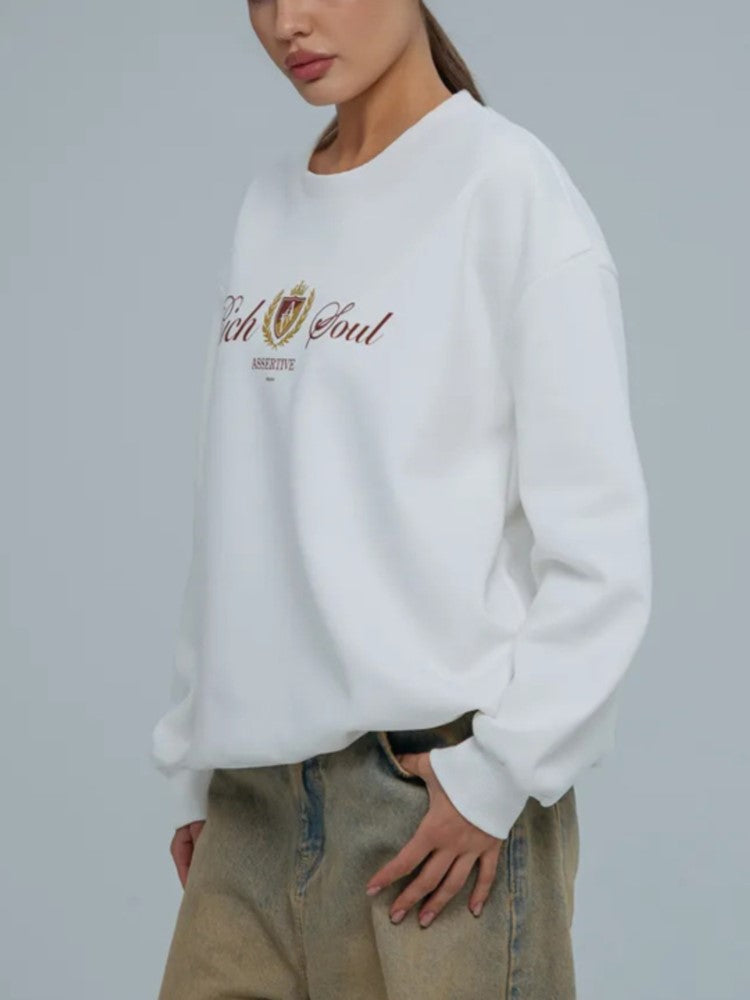 New Autumn Winter Casual Letter Print Long Sleeve Women Sweatshirt, Vintage Loose Pullover Tops, Y2k Streetwear, Women Clothing