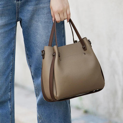 Jill | Luxe Echt Leer Winter Tote Tas met Contrastrand
