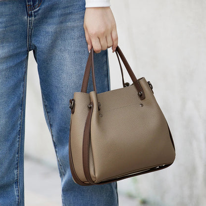 Jill | Luxe Echt Leer Winter Tote Tas met Contrastrand