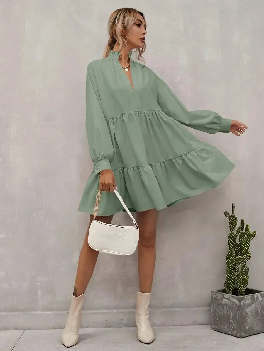 Payton | Vrouwen A-Lijn Rayon Jurk - Gelaagde Pasvorm - Elegant & Lichtgewicht