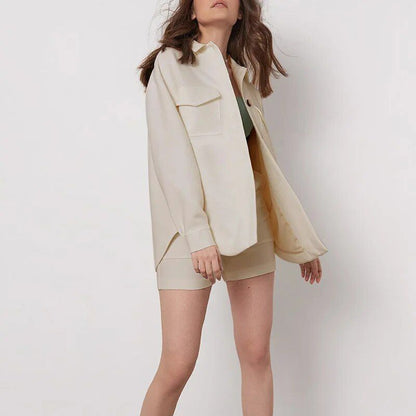 Laura | Zachte Katoenmix Shacket Set met Shorts