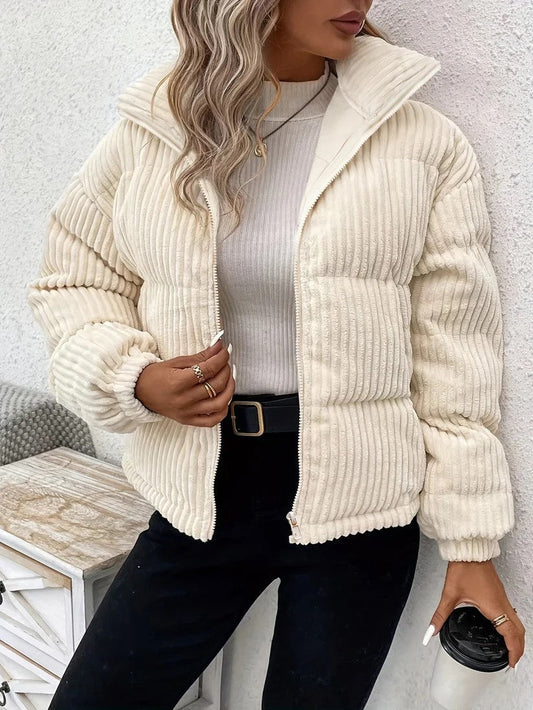 Samantha - Oversized gewatteerd pufferjack met rits aan de voorkant