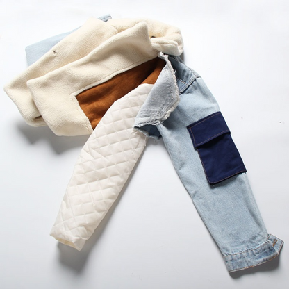 Blyth | Pluche Jasje met Denimnaden