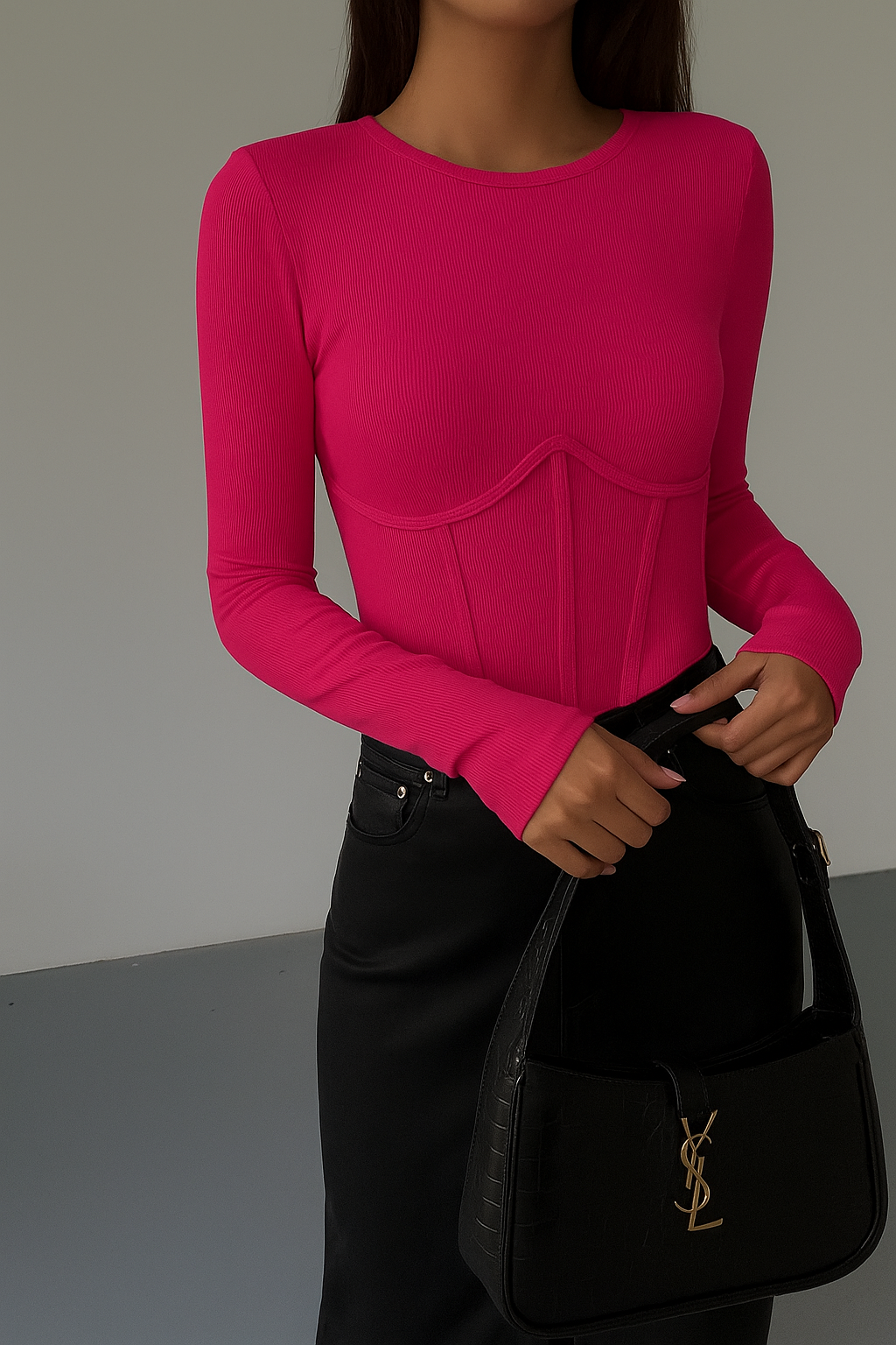Grace | Corset Detail Ribbed Knit Top voor Dames