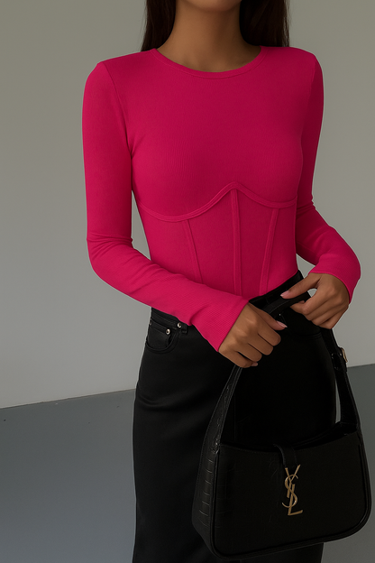 Grace | Corset Detail Ribbed Knit Top voor Dames