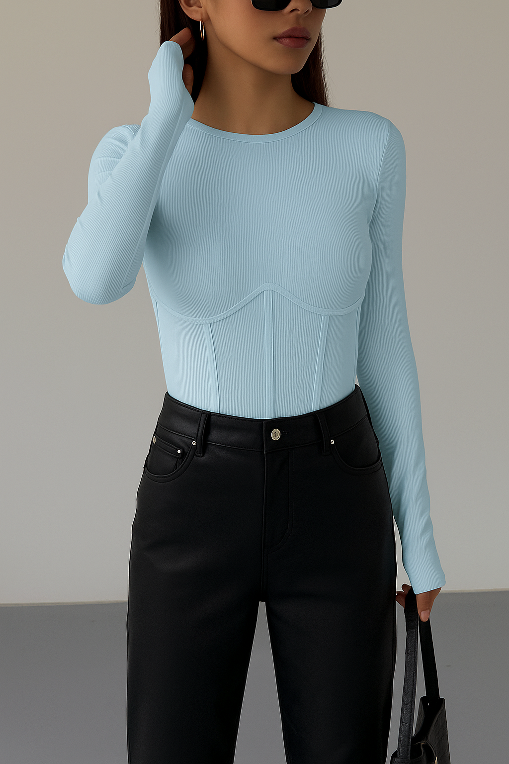 Grace | Corset Detail Ribbed Knit Top voor Dames