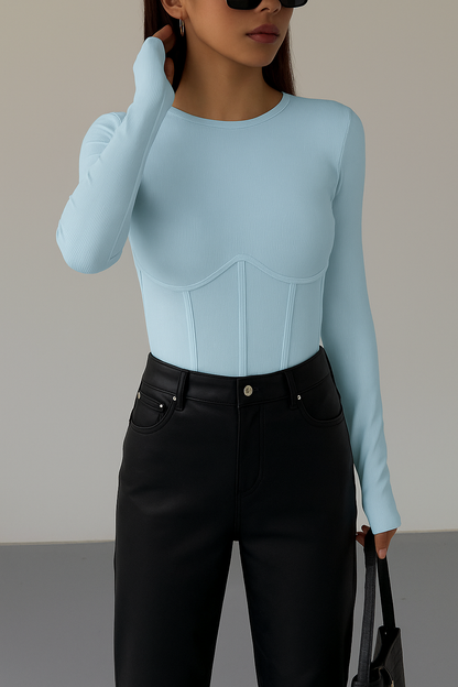 Grace | Corset Detail Ribbed Knit Top voor Dames