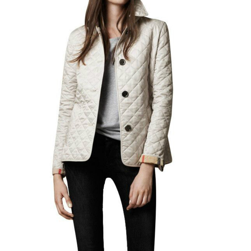 June | Luxe Gewatteerde Spandex Jas – Elegantie in Elk Seizoen