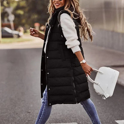 Fanny | Gewatteerd Lang Vest voor Dames – Casual Buitenlaag