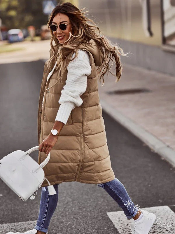 Fanny | Gewatteerd Lang Vest voor Dames – Casual Buitenlaag