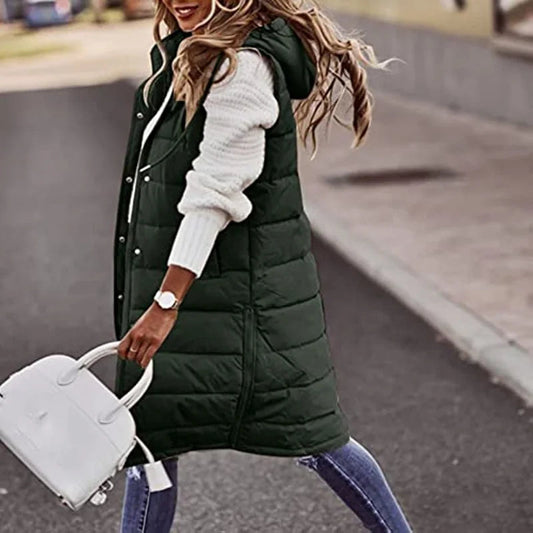 Fanny | Gewatteerd Lang Vest voor Dames – Casual Buitenlaag