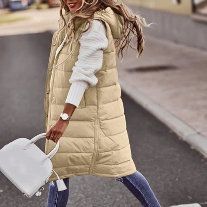 Fanny | Gewatteerd Lang Vest voor Dames – Casual Buitenlaag