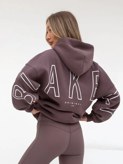 Aly | Loose Fit Hoodie met Grafische Print en Katoenmix