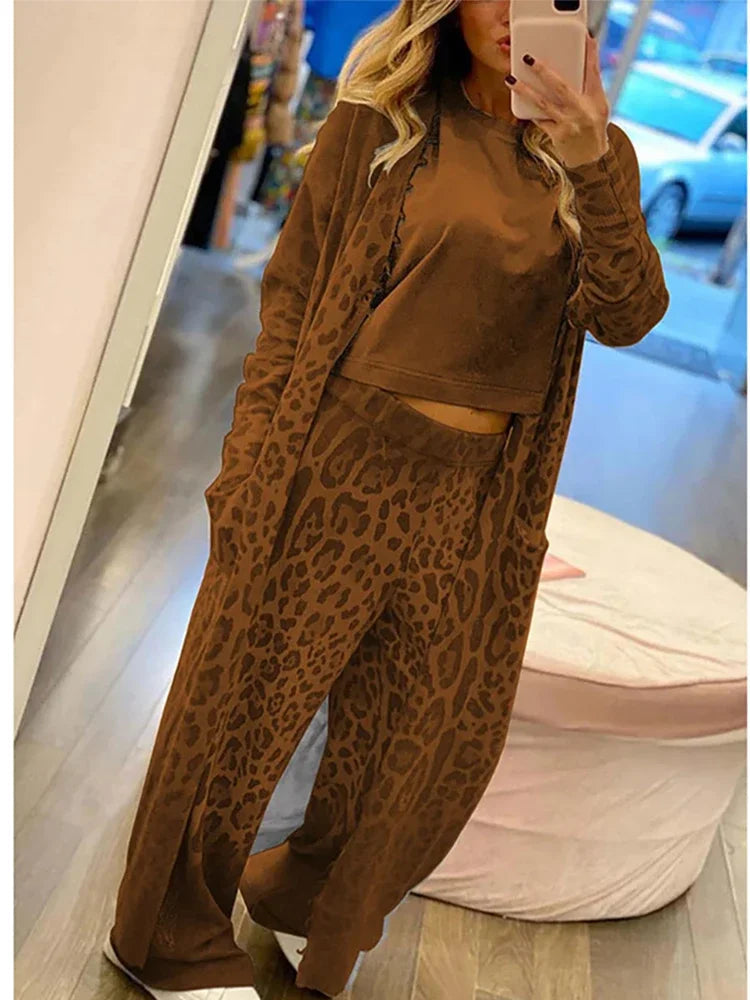 Patricia | Leopard Chic | Ademend Knit Dames Loungewear Set Lente Zomer Casual